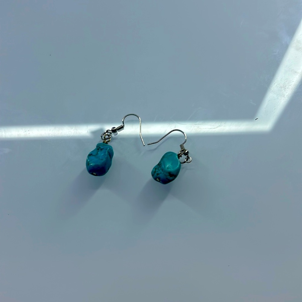 Turquoise rock western earring